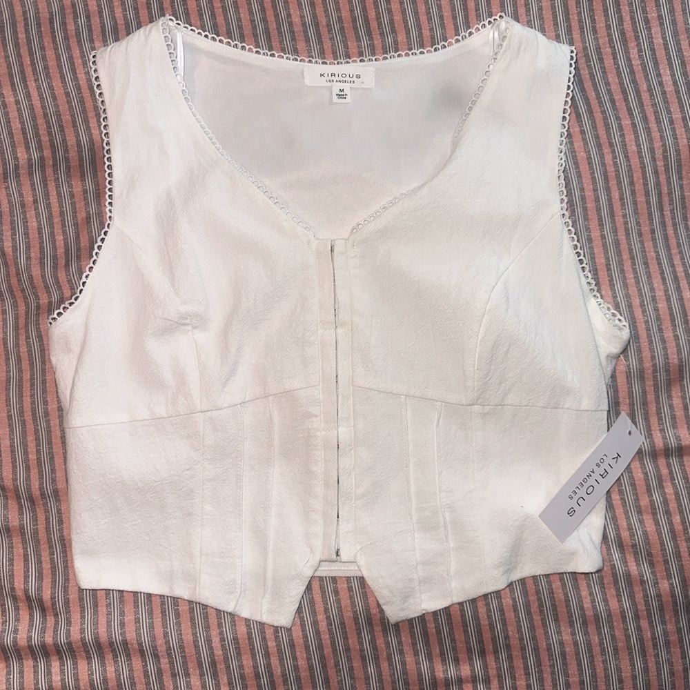 White Sleeveless Corset Top